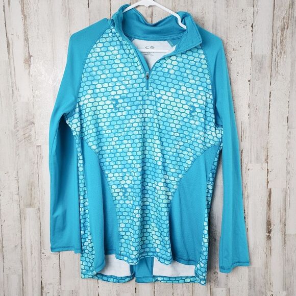 Champion Duo Dry Long Sleeve Athletic Top Aqua Turquoise Size Large - Picture 1 of 8